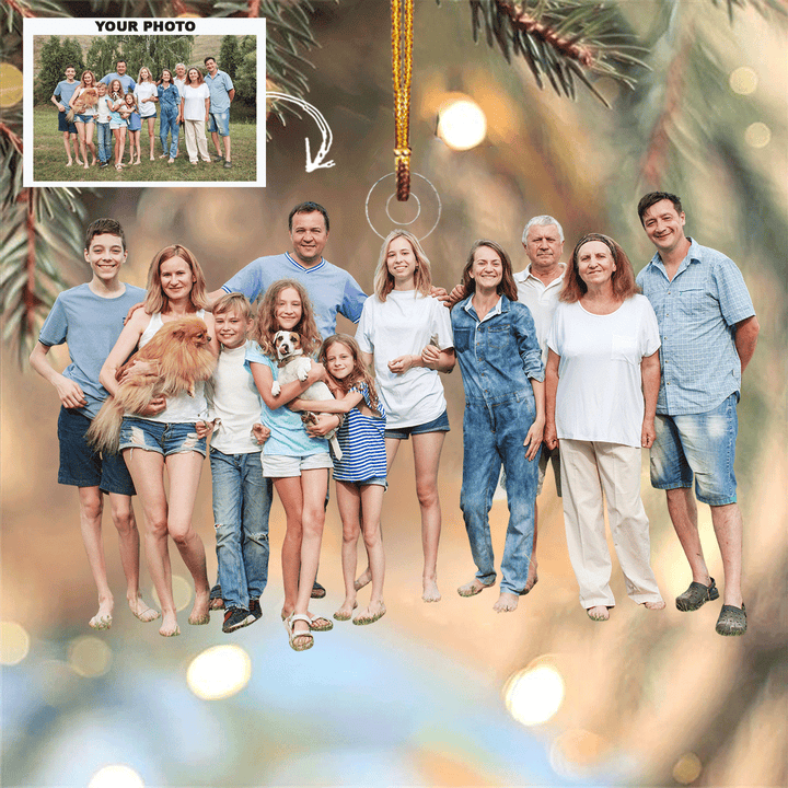 Love Across Generations - Personalized Photo Mica Ornament - Christmas Gift For Family, Family Members