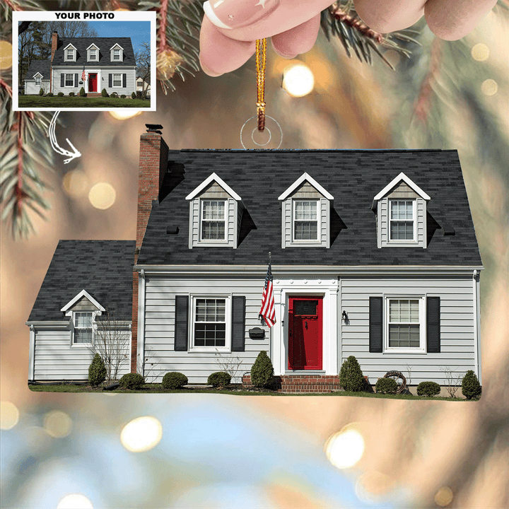 New House Charm - Personalized Photo Mica Ornament - Christmas Gift For Family Members