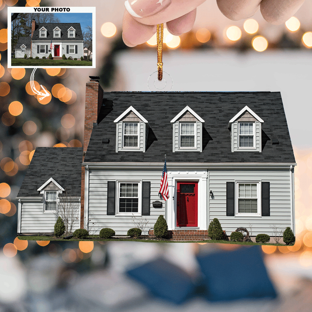 New House Charm - Personalized Photo Mica Ornament - Christmas Gift For Family Members