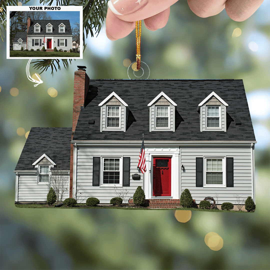 New House Charm - Personalized Photo Mica Ornament - Christmas Gift For Family Members
