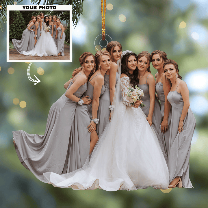 Cheerished Wedding Memories - Personalized Photo Mica Ornament - Christmas Gift For Wedding Couple, Wife, Husband