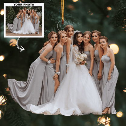 Cheerished Wedding Memories - Personalized Photo Mica Ornament - Christmas Gift For Wedding Couple, Wife, Husband