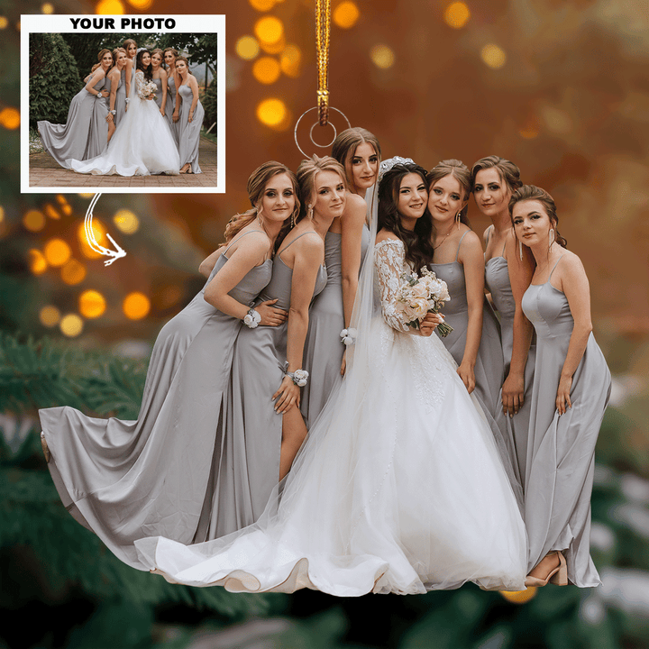 Cheerished Wedding Memories - Personalized Photo Mica Ornament - Christmas Gift For Wedding Couple, Wife, Husband