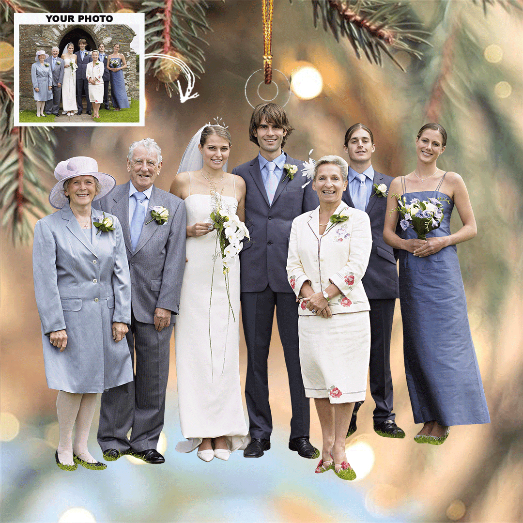 Elegance And Celebration - Personalized Photo Mica Ornament - Christmas Gift For Wedding Couple, Wife, Husband