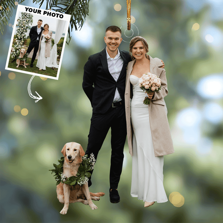 Wedding Moments - Personalized Photo Mica Ornament - Christmas Gift For Wedding Couple, Wife, Husband