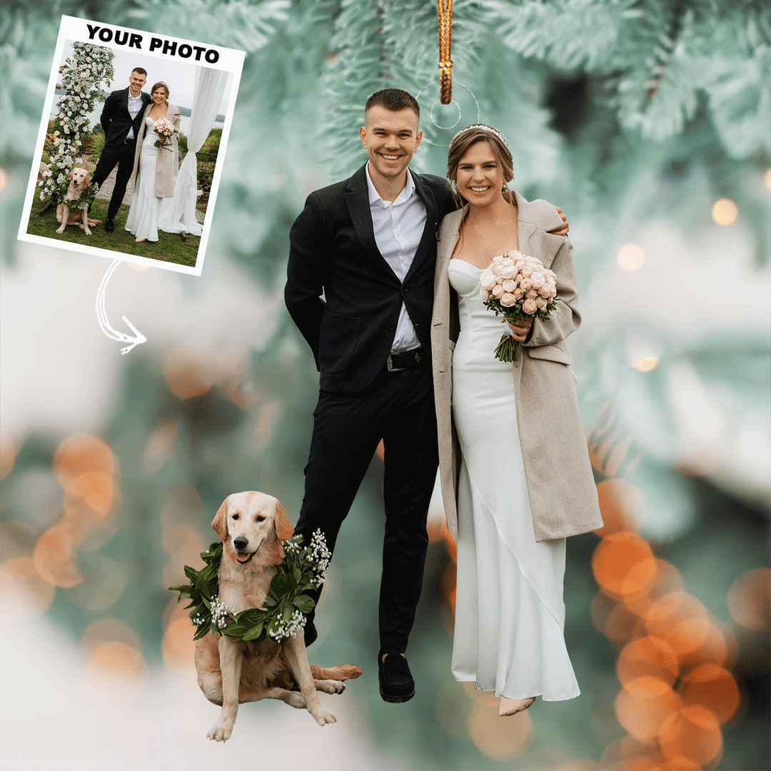 Wedding Moments - Personalized Photo Mica Ornament - Christmas Gift For Wedding Couple, Wife, Husband