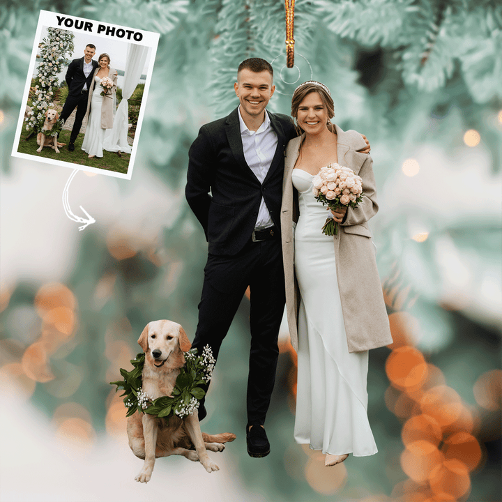 Wedding Moments - Personalized Photo Mica Ornament - Christmas Gift For Wedding Couple, Wife, Husband