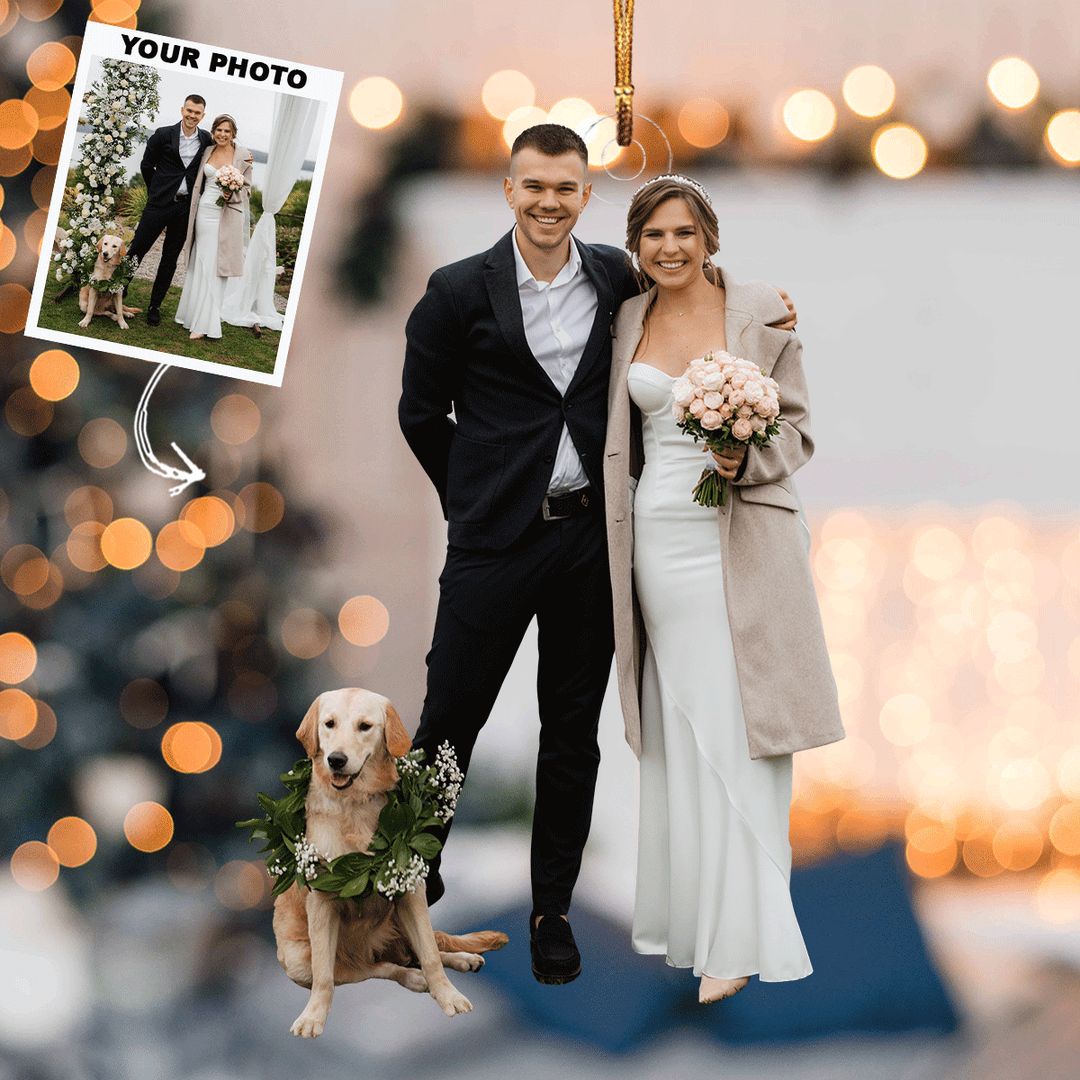 Wedding Moments - Personalized Photo Mica Ornament - Christmas Gift For Wedding Couple, Wife, Husband