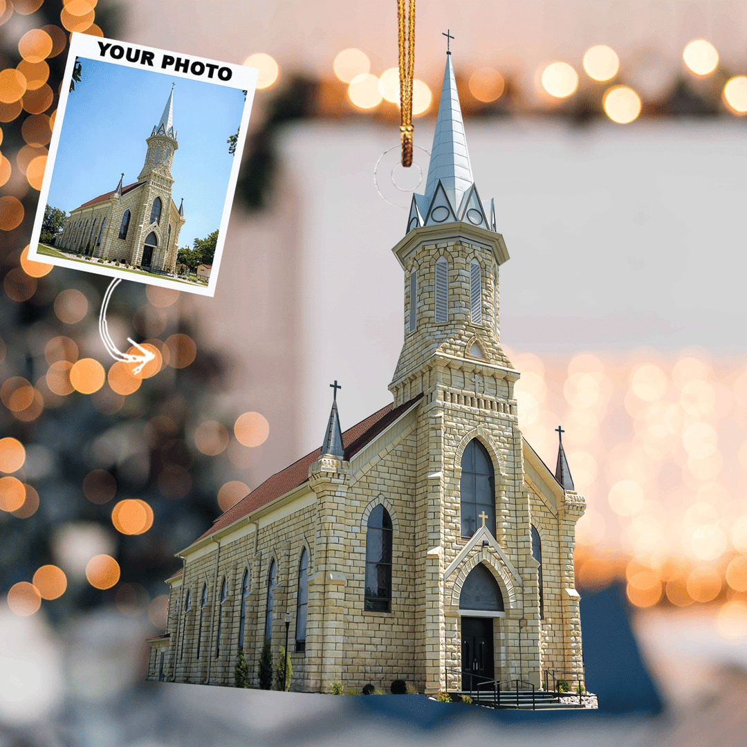 Joyful Church Bells - Personalized Photo Mica Ornament - Christmas Gift For Family, Family Members
