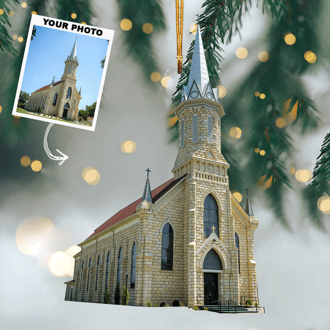 Joyful Church Bells - Personalized Photo Mica Ornament - Christmas Gift For Family, Family Members