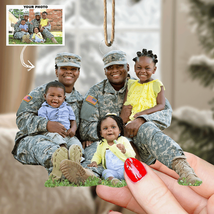 Happy-Family - Personalized Photo Mica Ornament - Gift For Family Members, Friends