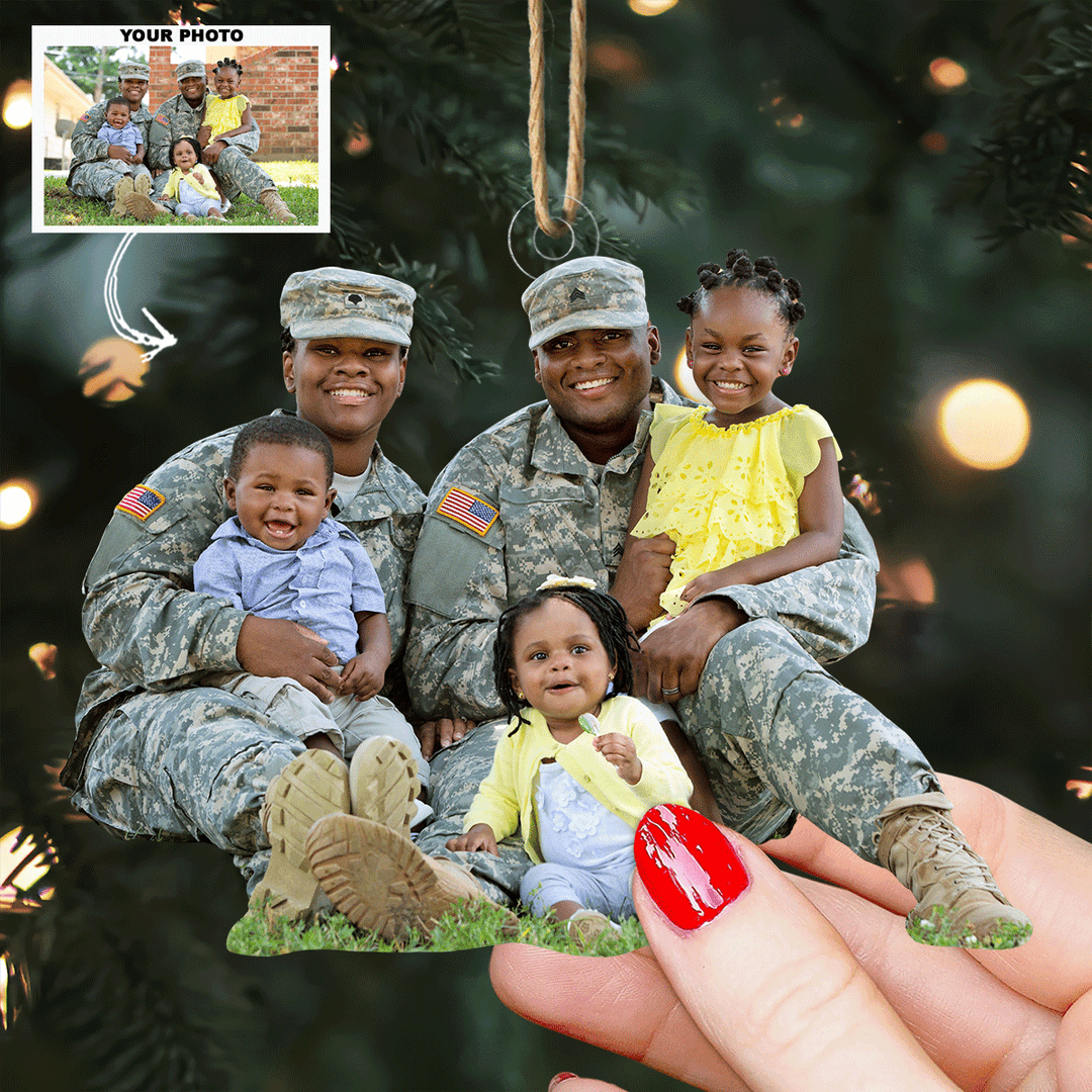 Happy-Family - Personalized Photo Mica Ornament - Gift For Family Members, Friends