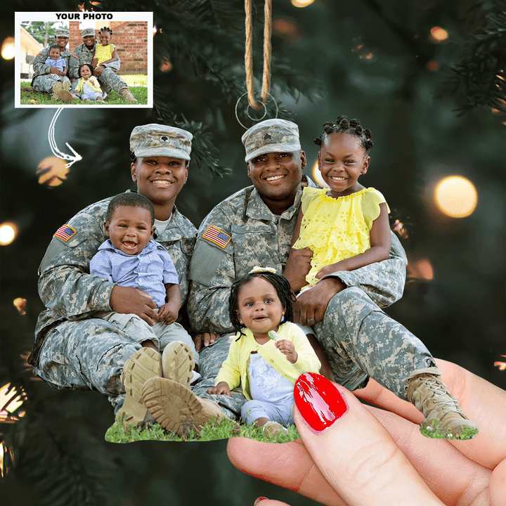 Happy-Family - Personalized Photo Mica Ornament - Gift For Family Members, Friends