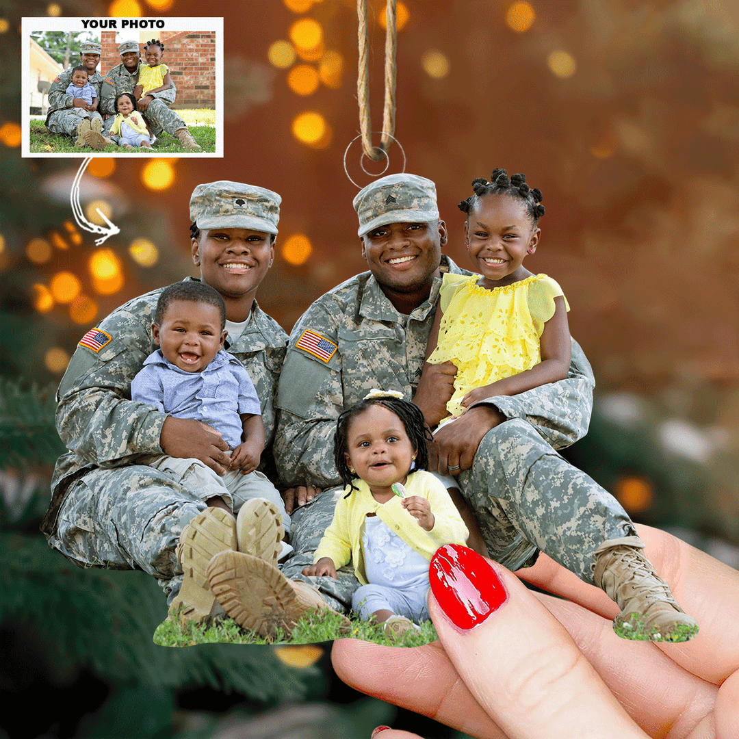 Happy-Family - Personalized Photo Mica Ornament - Gift For Family Members, Friends