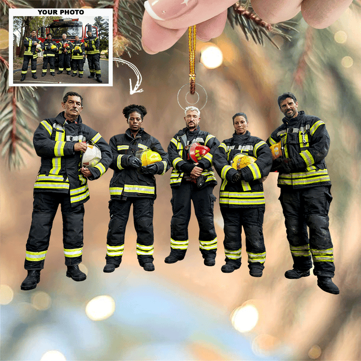 Firefighter - Personalized Photo Mica Ornament - Gift For Family Members, Friends