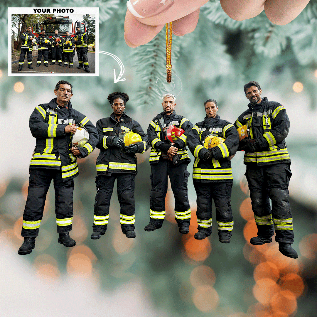 Firefighter - Personalized Photo Mica Ornament - Gift For Family Members, Friends