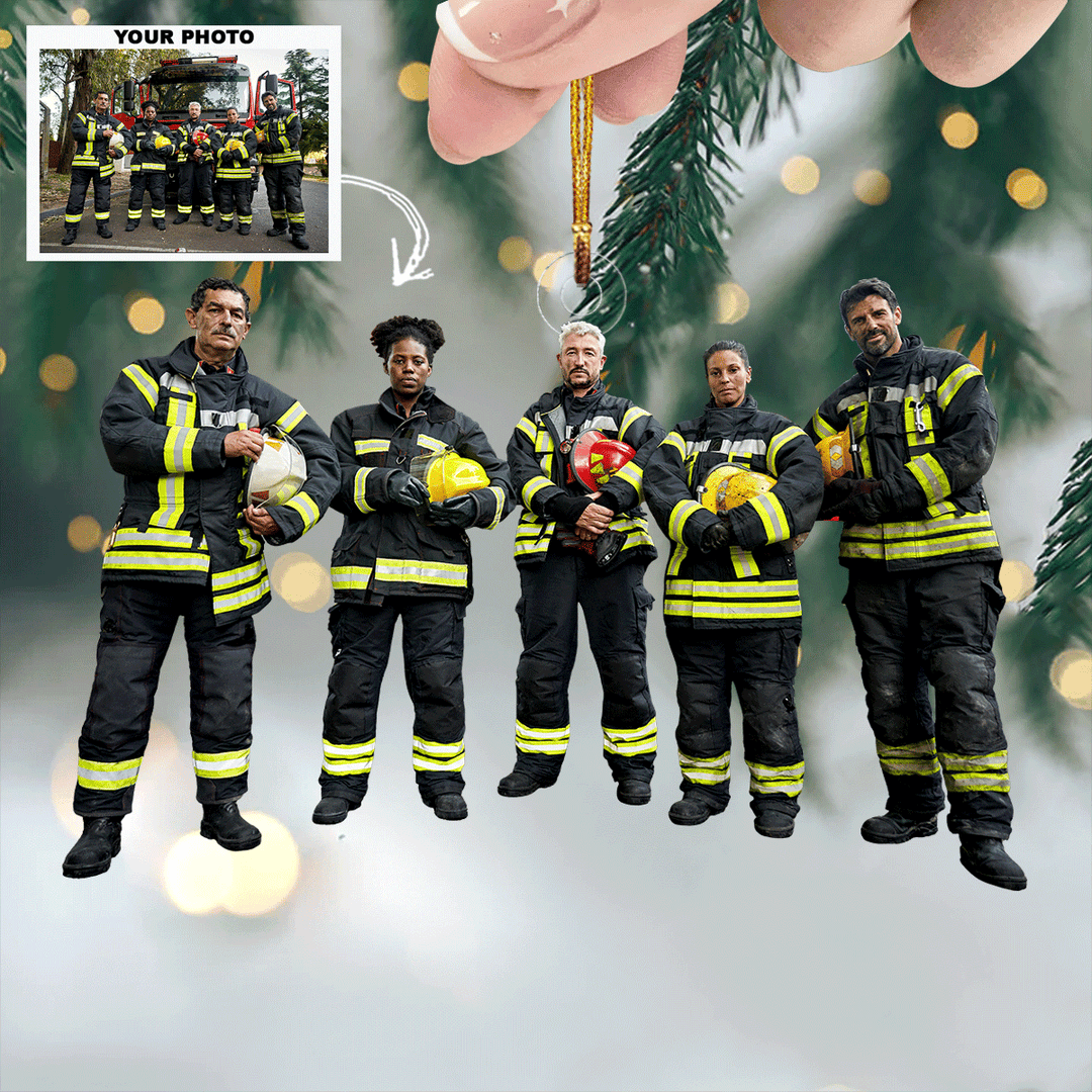 Firefighter - Personalized Photo Mica Ornament - Gift For Family Members, Friends