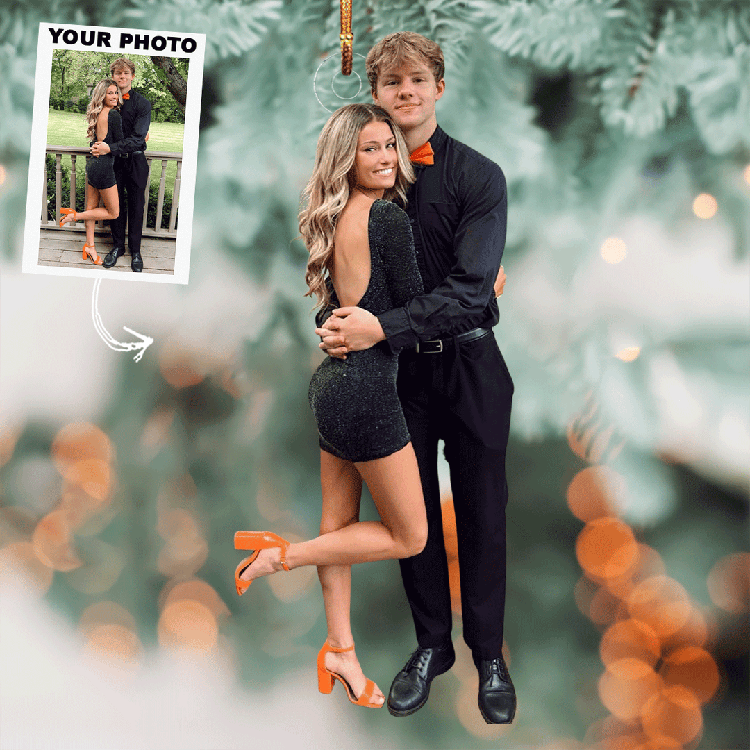 Heart To Heart - Personalized Photo Mica Ornament - Christmas Gift For Couple, Family Members