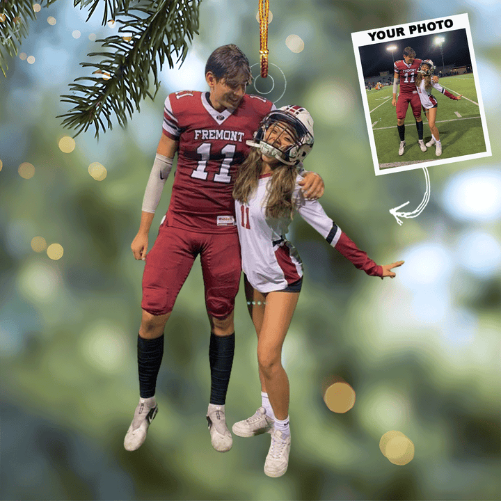 Gridiron Loves - Personalized Photo Mica Ornament - Gift For Couple