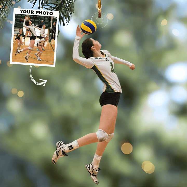 Spike Spirit - Personalized Photo Mica Ornament - Gift For Volleyball Lovers, Family Members
