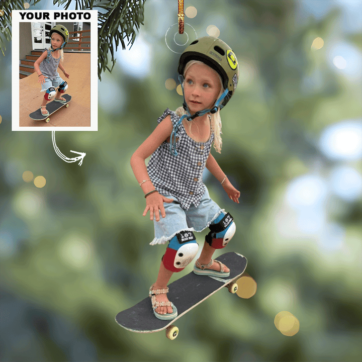 Mini Skate Star - Personalized Photo Mica Ornament - Christmas Gift For Family Members