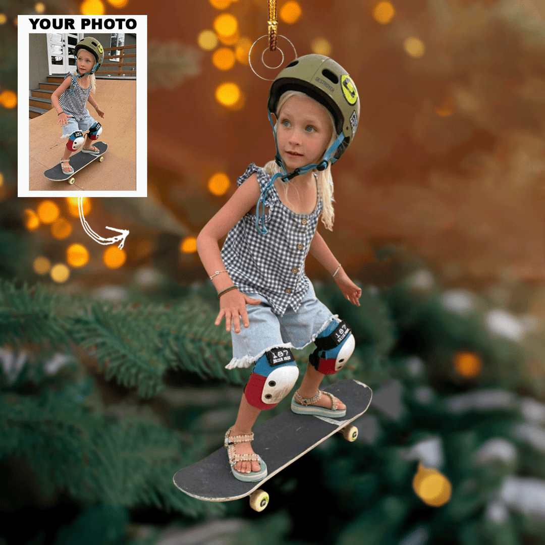 Mini Skate Star - Personalized Photo Mica Ornament - Christmas Gift For Family Members