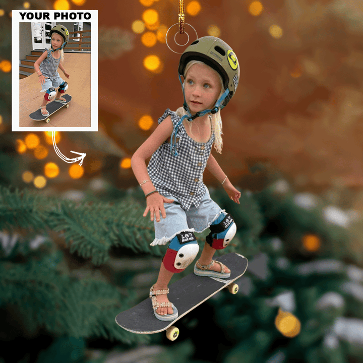 Mini Skate Star - Personalized Photo Mica Ornament - Christmas Gift For Family Members