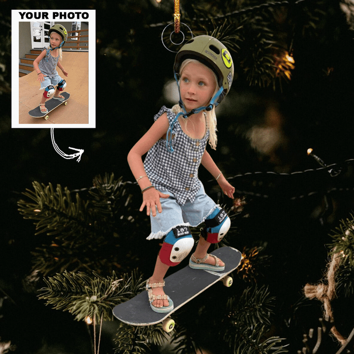 Mini Skate Star - Personalized Photo Mica Ornament - Christmas Gift For Family Members