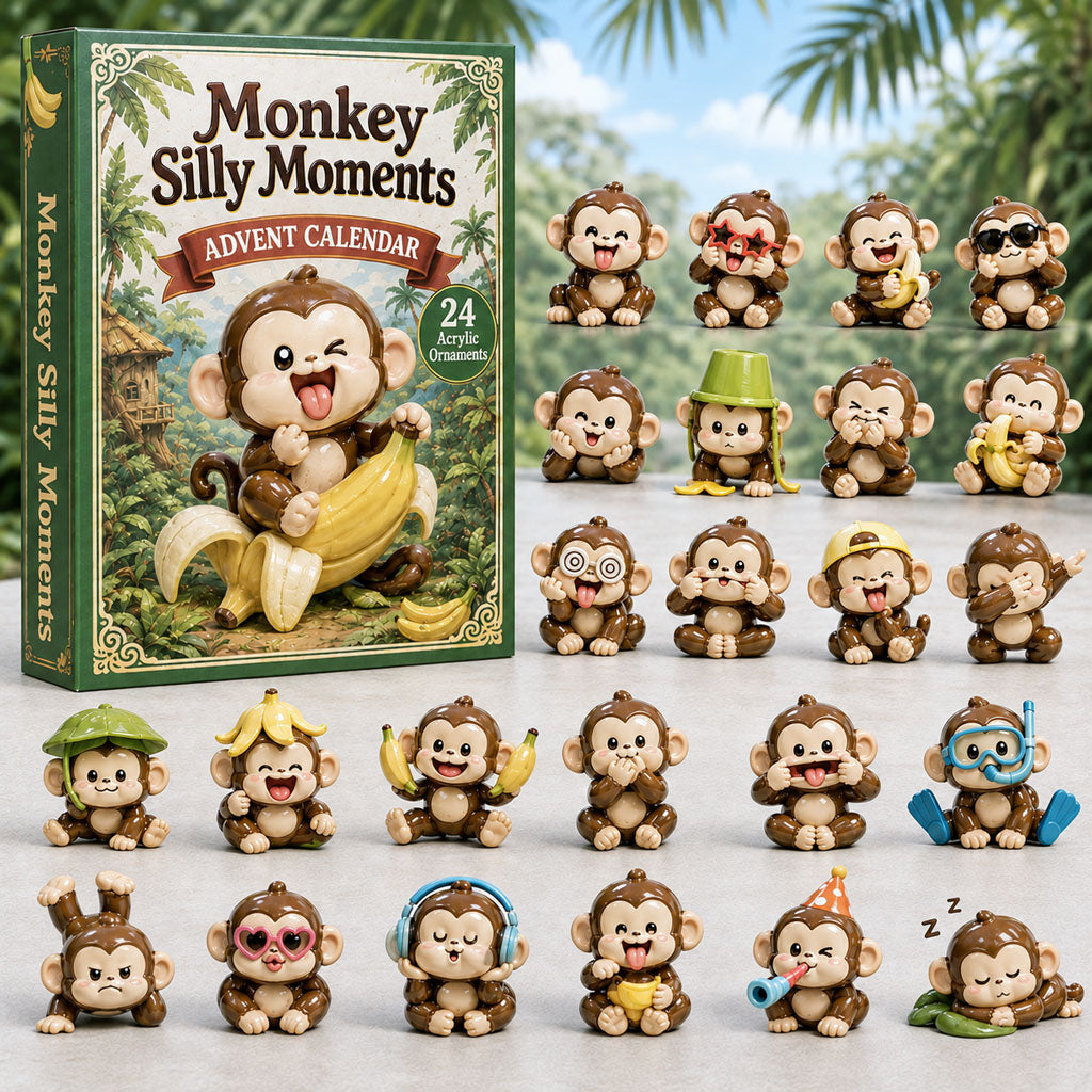 CHRISMAST KICKOFF 40% OFF - Monkey Silly Moments Advent Calendar 2026 - 24-Day Festive Countdown, Acrylic Charms Blind Box - Gift For Monkey Lovers AC0HA119
