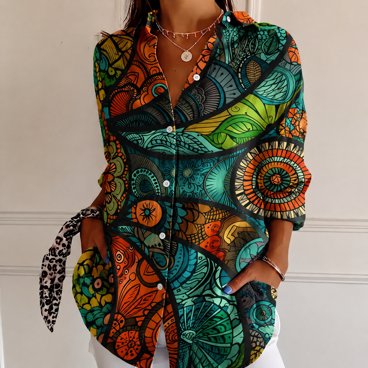 Mosaic Harmony Women's Plus Size Casual Shirt Long Sleeve NCU0PT170