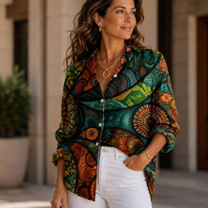 Mosaic Harmony Women's Plus Size Casual Shirt Long Sleeve NCU0PT170