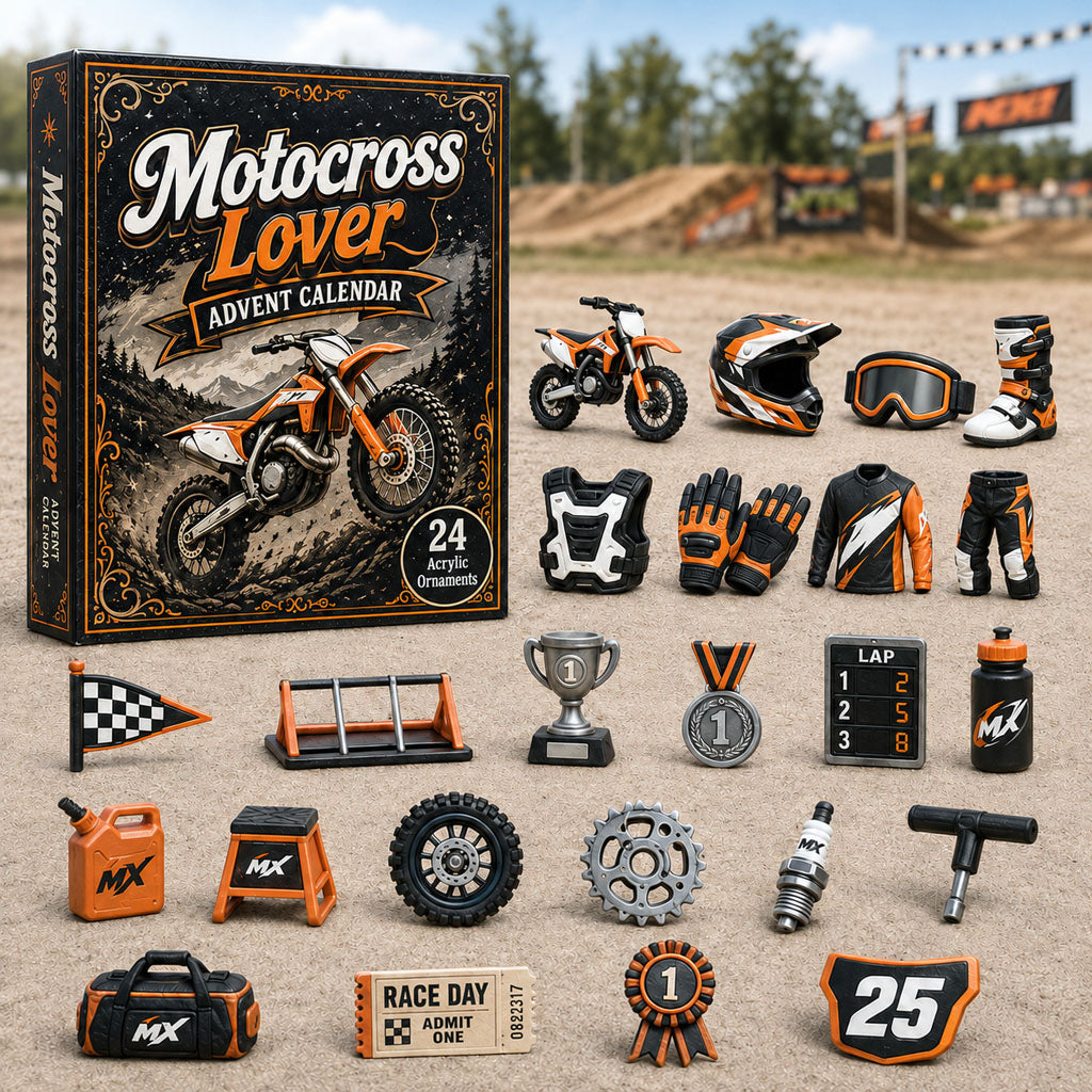 CHRISTMAS KICKOFF 40% OFF - Motocross Lover Advent Calendar 2026 - 24-Day Festive Countdown, Acrylic Charms Blind Box - Gift For Sport Lovers AC0HA061