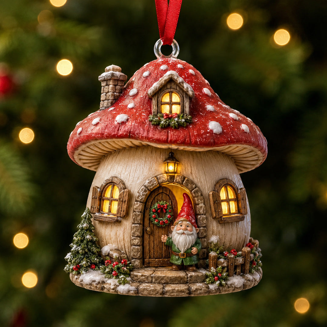 Mushroom House Mica Ornament NCU0HT075