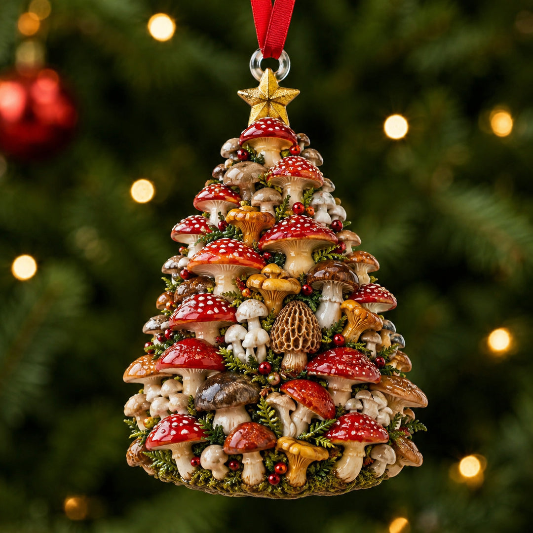 Mushroom Xmas Tree Mica Ornament NCU0HT078
