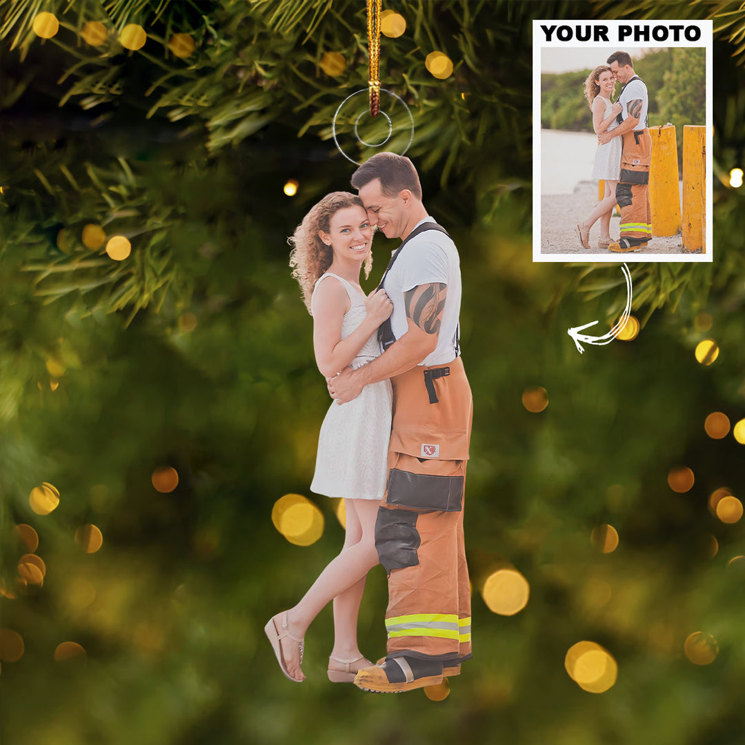 My Firefighter Love - Personalized Photo Mica Ornament - Christmas Gift For Firefighter