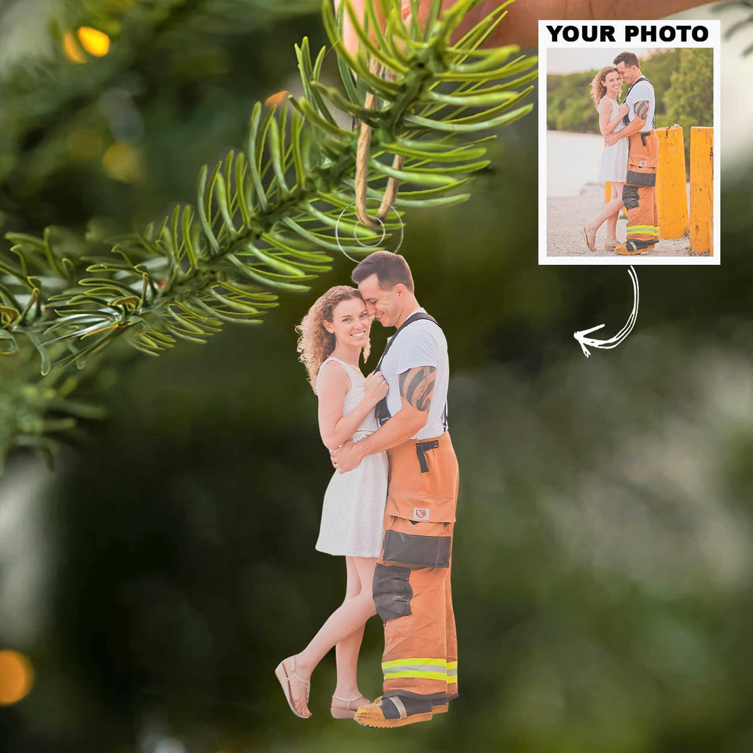 My Firefighter Love - Personalized Photo Mica Ornament - Christmas Gift For Firefighter
