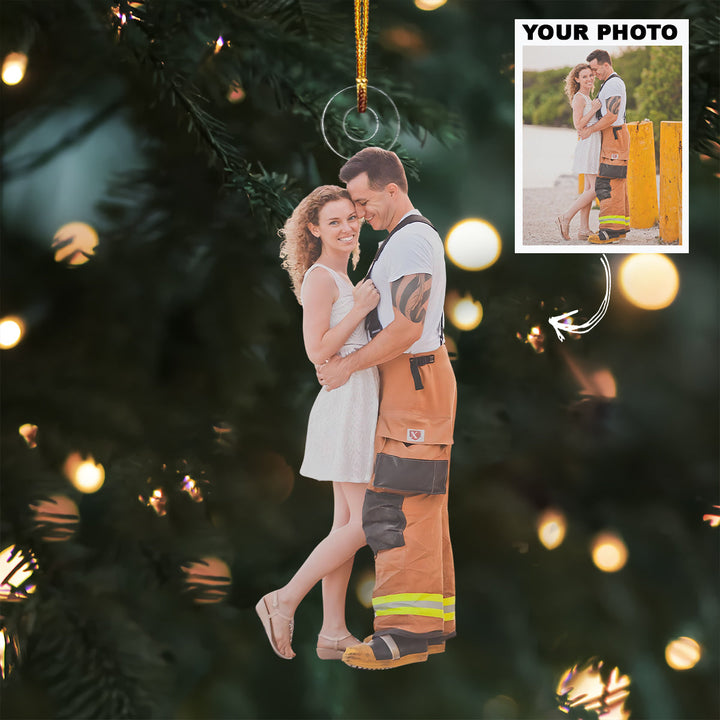My Firefighter Love - Personalized Photo Mica Ornament - Christmas Gift For Firefighter