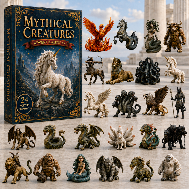 CHRISTMAS KICKOFF 40% OFF - Mythical Creatures Advent Calendar 2026 - 24-Day Festive Countdown, Acrylic Charms Blind Box - Gift For Fantasy Lovers AC0HA026