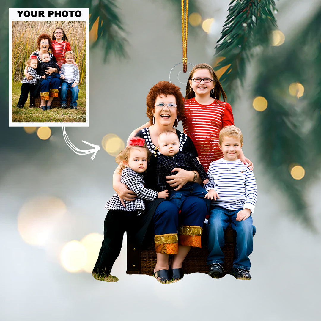 Love You, Grandma - Personalized Photo Mica Ornament - Christmas Gift For Family Members