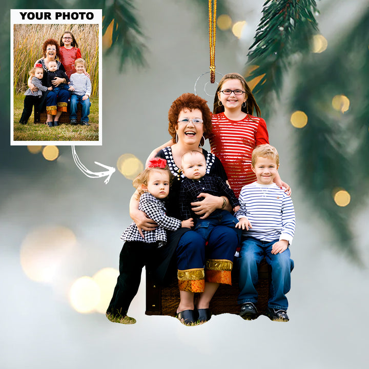 Love You, Grandma - Personalized Photo Mica Ornament - Christmas Gift For Family Members