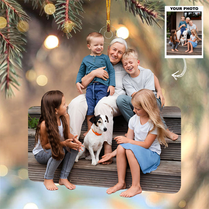 Love You, Grandma - Personalized Photo Mica Ornament - Christmas Gift For Family Members