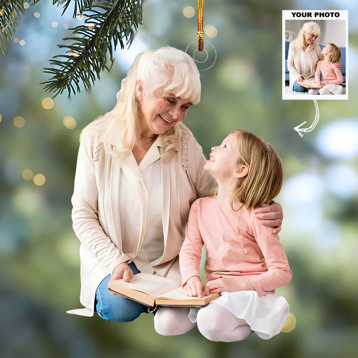 Love You, Grandma - Personalized Photo Mica Ornament - Christmas Gift For Family Members