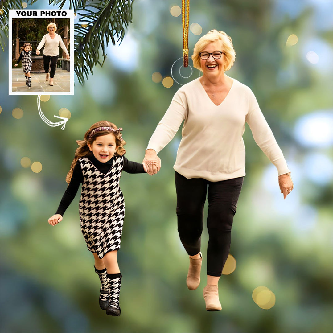 Love You, Grandma - Personalized Photo Mica Ornament - Christmas Gift For Family Members