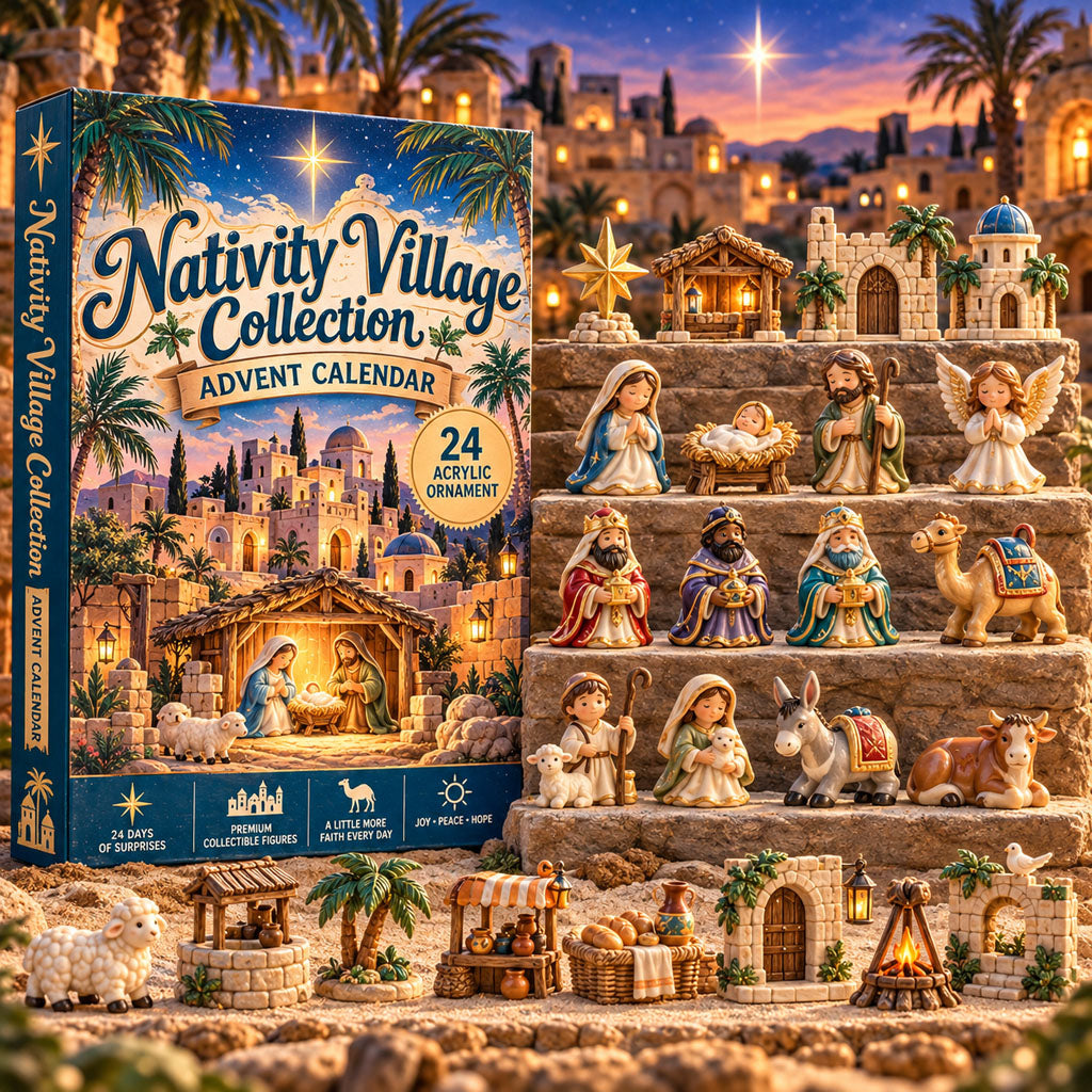 CHRISTMAS KICKOFF 40% OFF - Nativity Village Collection Advent Calendar 2026 - 24-Day Festive Countdown, Acrylic Charms Blind Box - Gift For Family, Friends AC0HA557