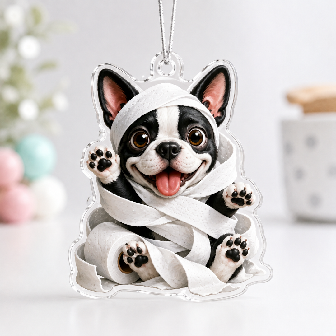 Naughty Boston Terrier Mica Ornament NCU0NT059