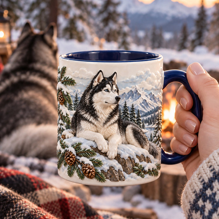 Northern Husky 3D Effect Printed Accent Mug NCU0HT272
