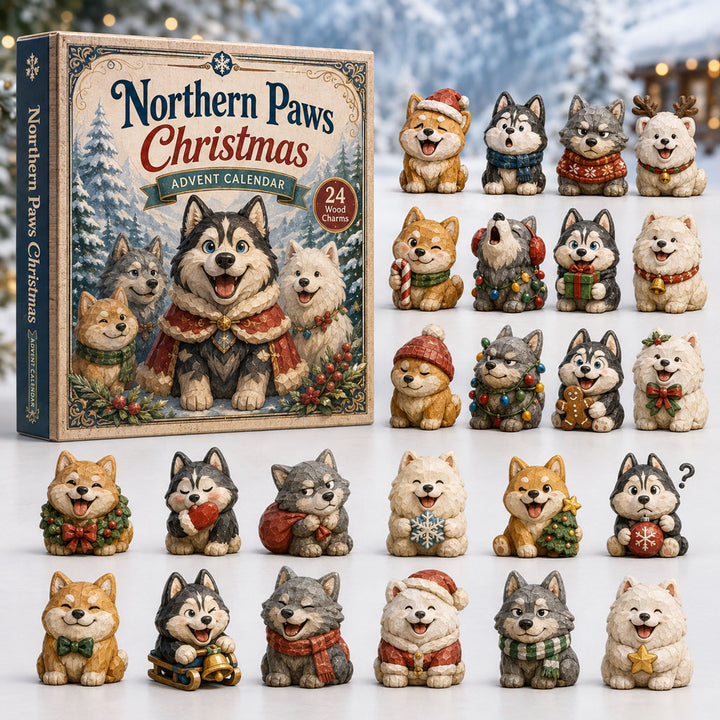 CHRISMAST KICKOFF 40% OFF - Northern Paws Christmas Advent Calendar 2026 - 24-Day Festive Countdown, Wooden Charms Blind Box - Gift For Animals Lovers AC0TH141