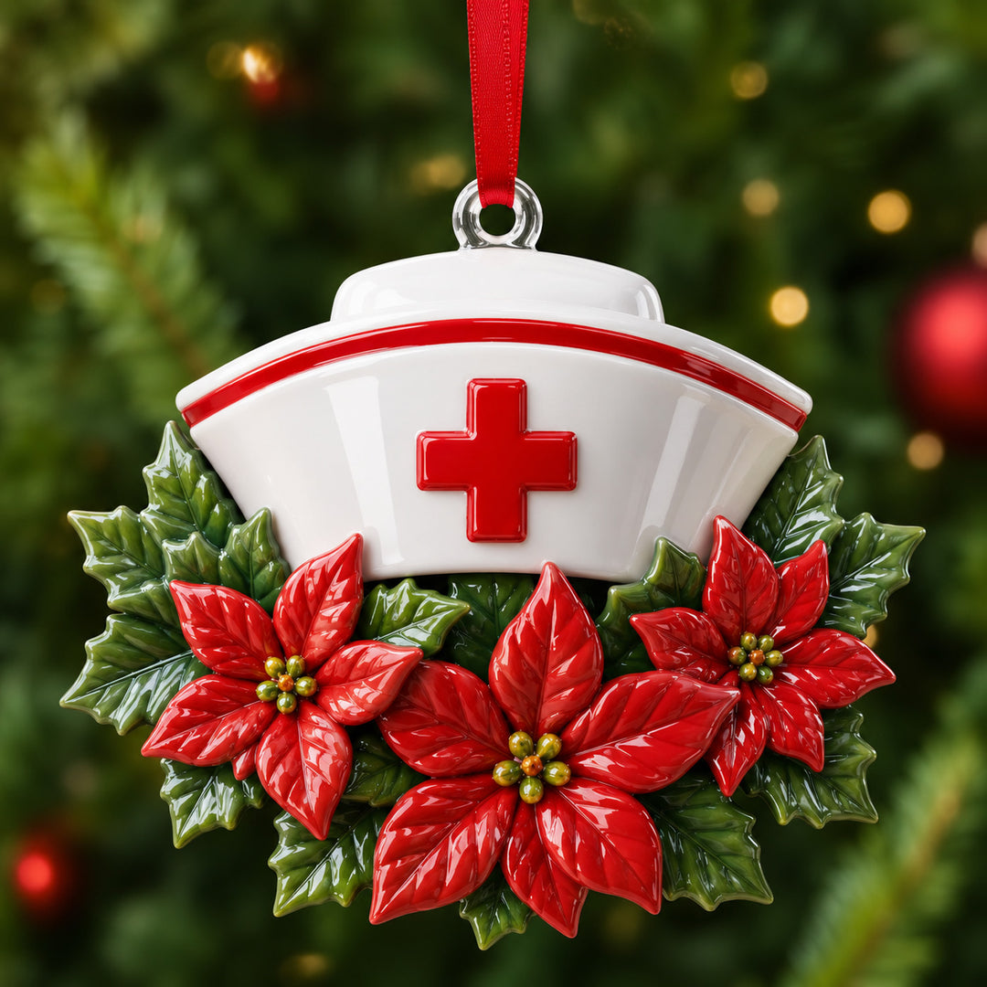 Nurse Poinsettias Mica Ornament NCU0HT107
