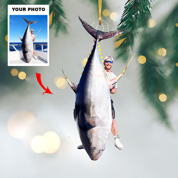 Ocean Bliss - Personalized Photo Mica Ornament - Christmas Gift For Fishing Lover