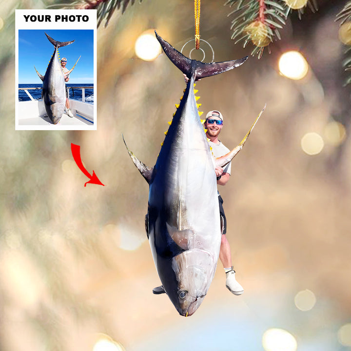 Ocean Bliss - Personalized Photo Mica Ornament - Christmas Gift For Fishing Lover